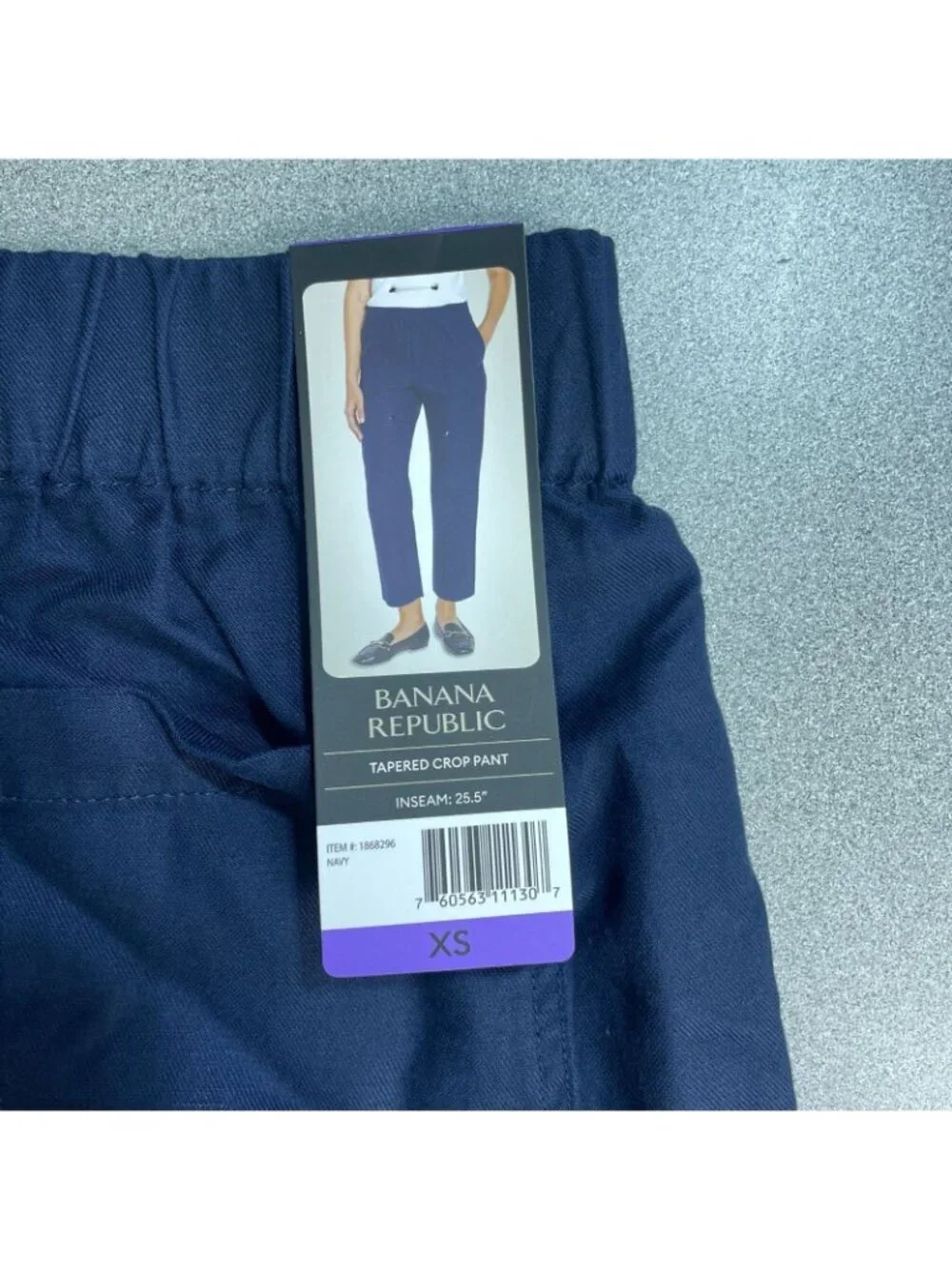 NWT Banana Republic Women's XS Tapered Crop Pants Navy Lyocell Linen Cotton